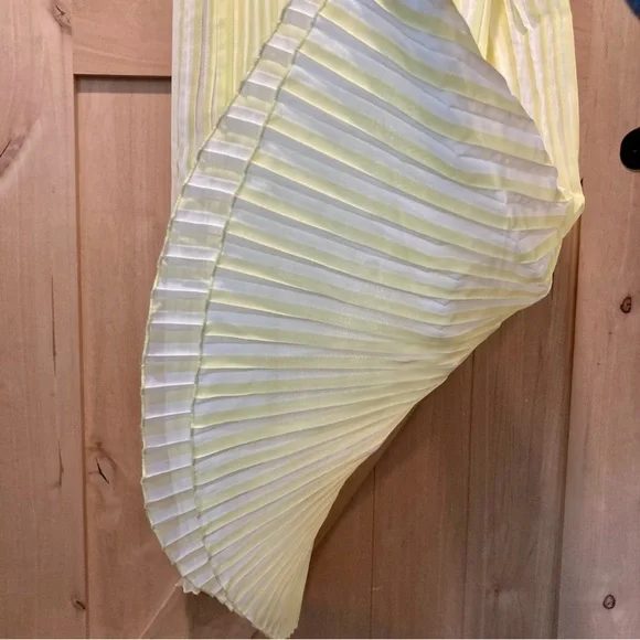 Thalia Sodi San Juan Lemon Yellow Pleated Maxi Dress Small NWT Lined - Picture 13 of 16